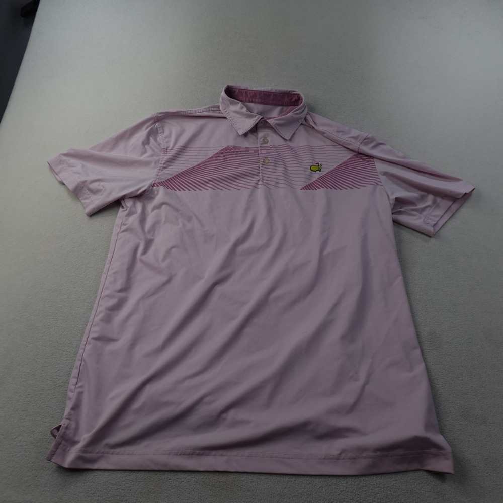 Masters Tech Polo Mens L Pink Augusta National Golf Club Performance Shirt Logo